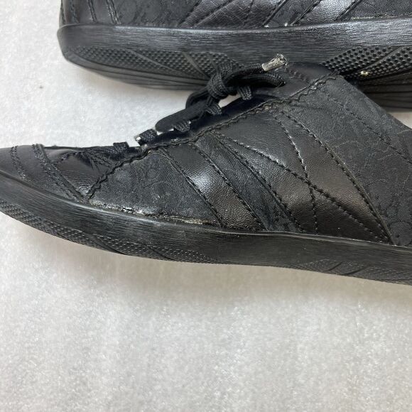 Christian Dior Vtg Trainers Low Black Leather Canvas Womens Sneaker Sz 37.5 US 7 - Picture 9 of 15